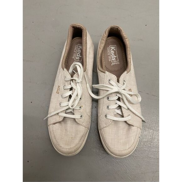KEDS Center Ticking Stripe Lace-Up Sneakers Tennis Shoes, Size 9 - Picture 1 of 7